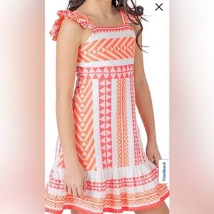Rare Editions Girls Size 8 Orange Sleeveless Pink, Orange and White dress (NWT)